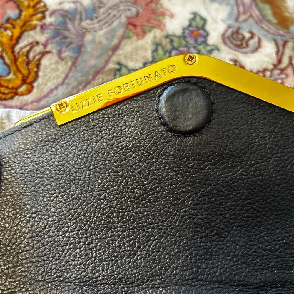 Lizzie Fortunato Leather and Embroidered Clutch with Gold Hardware - Picture 5 of 7